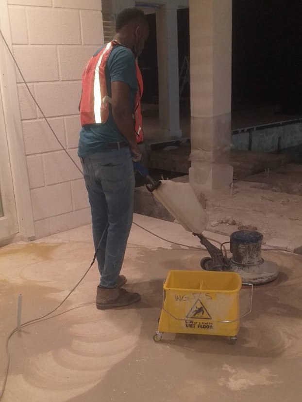 A White Glove crew servicing a commercial reception area